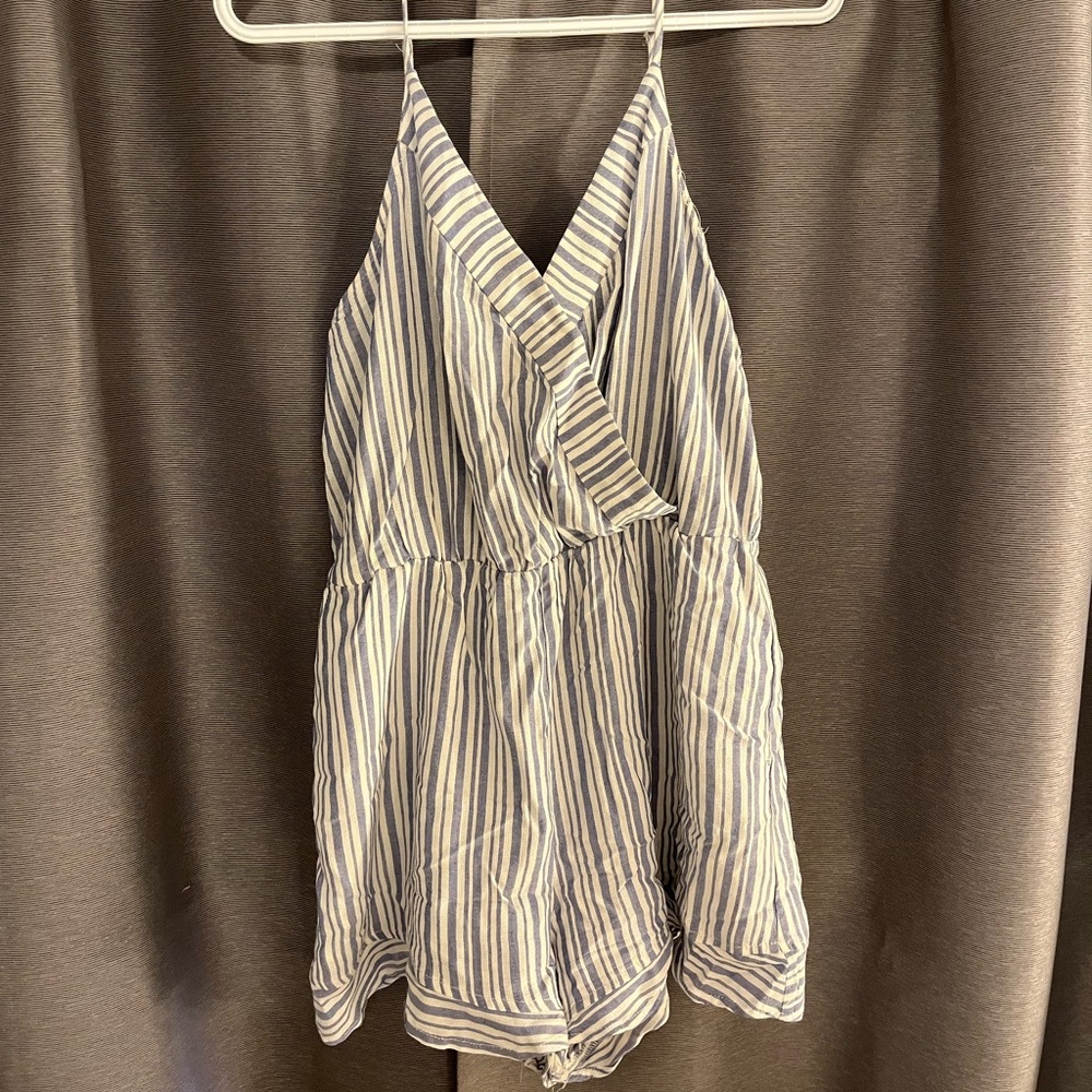 Blue and White Stripped Romper!